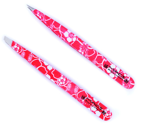 Macs 2 PCS PINK FLOWER DESIGN TWEEZERS SET:- for Eyebrow Plucking, Ingrown Hair - Best for Eyebrow Hair, Facial Hair Removal - Stainless Steel Precision - Hair Removal Steel Pointy Ends Meet Perfectly (Pink Flower 2 PCs Tweezers Set) …