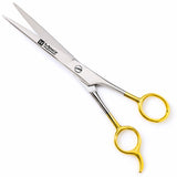 Macs Barber Scissor Hair Cutting Scissors Set Contain 4 Pcs Scissors With Half Gold Plated 5.5" + 6.5" +7.5" With 6.25" Texturizing /Thinning Shears Set Made Of High Grade Stainles Steel with Free Black Leather Case-15001