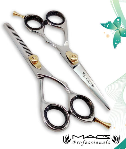 Macs Professional Barber Scissor Razor Edge Hair Cutting Scissors 6.5" and Texturizing /Thinning Shears 6.5" Scissors Set with Free Black Bonded Leather Case-14318 …