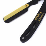BLACK & GOLD COMBINATION Stainless Steel Barber Exchangeale Blade Straight Edge Barber Shaving Razor -Safety Razor -Macs-045B