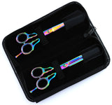 Macs Professional Titanium Barber Scissor Razors Edge Hair Cutting Scissors Set Contain 2 PCs Made Of Japanese High Grade Stainless Steel 6.5" With Black Leather Case-15053