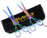 Macs Professional Titanium Barber Scissor Razors Edge Hair Cutting Scissors Set Contain 2 PCs Made Of Japanese High Grade Stainless Steel 6.5" With Black Leather Case-15053
