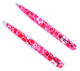 Macs 2 PCS PINK FLOWER DESIGN TWEEZERS SET:- for Eyebrow Plucking, Ingrown Hair - Best for Eyebrow Hair, Facial Hair Removal - Stainless Steel Precision - Hair Removal Steel Pointy Ends Meet Perfectly (Pink Flower 2 PCs Tweezers Set) …
