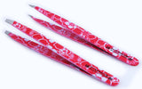 Macs 2 PCS PINK FLOWER DESIGN TWEEZERS SET:- for Eyebrow Plucking, Ingrown Hair - Best for Eyebrow Hair, Facial Hair Removal - Stainless Steel Precision - Hair Removal Steel Pointy Ends Meet Perfectly (Pink Flower 2 PCs Tweezers Set) …