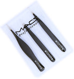 Macs BLACK 3 PCS TWEEZERS SET:- for Eyebrow Plucking, Ingrown Hair - Best for Eyebrow Hair, Facial Hair Removal - Stainless Steel Precision Sharp Tweezers for Splinters and Glass- Hair Removal Steel Pointy Ends Meet Perfectly