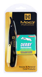 BLACK & GOLD COMBINATION Stainless Steel Barber Straight Edge Razor with Hi-Chromium Derby 100 Count Blades - Made of Platinum Stainless Steel - With Easy Blades Replacement Mechanism - Macs-045B1