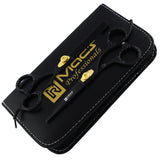 Macs Professional Black & Gold Plated Beauty full Double Tone Combination Razors Edge Barber Hair Cutting Scissor /Shear Set Made Of 440 Japanese Stainless Steel 5.5" -15043