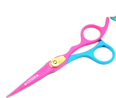 Macs Professional Pink & Blue Soft Material Beauty full Double Tone Combination Razors Edge Barber Hair Cutting Scissor /Shear Made Of 440 Japanese Stainless Steel 5.5" -15047